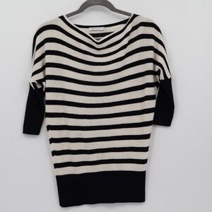 SPORTSCRAFT Striped Wool Sweater Womens S White Fisherman Nautical Coastal Warm